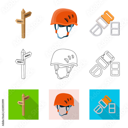 Vector design of mountaineering and peak sign. Collection of mountaineering and camp stock vector illustration. photo