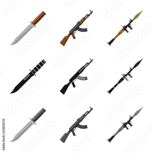 Wallpaper Mural Isolated object of weapon and gun logo. Collection of weapon and army stock symbol for web. Torontodigital.ca