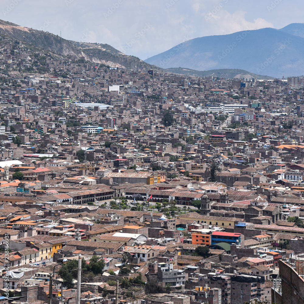 Views over the city of Ayacucho from the Mirador de Acuchimay. Ayacucho, Peru