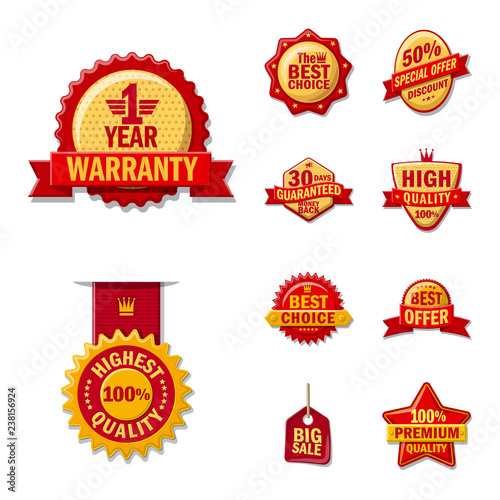 Vector illustration of emblem and badge icon. Collection of emblem and sticker stock vector illustration.