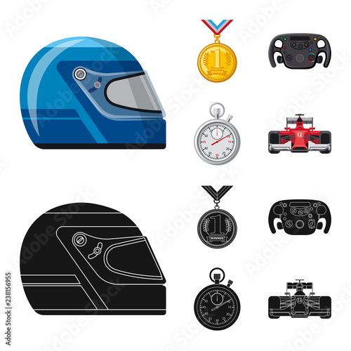 Vector design of car and rally sign. Set of car and race stock symbol for web.