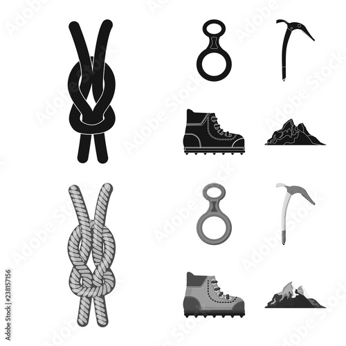 Isolated object of mountaineering and peak logo. Set of mountaineering and camp vector icon for stock.