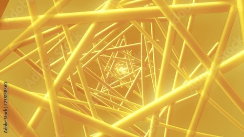 Gold Wire - 60fps 4k Glamorous Abstract Geometrics Video Background Loop // An impressive, warm structure of abstract, thick, dark wire-like geometric shapes that slowly move and morph while approachi