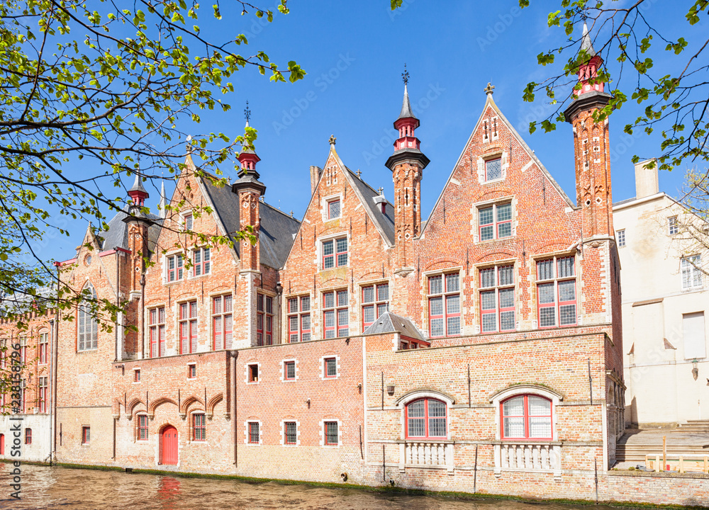 Naklejka premium Traditional medieval architecture in the old town of Bruges (Brugge), Belgium
