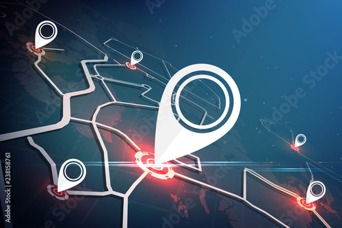 location search around the world. location map concept.