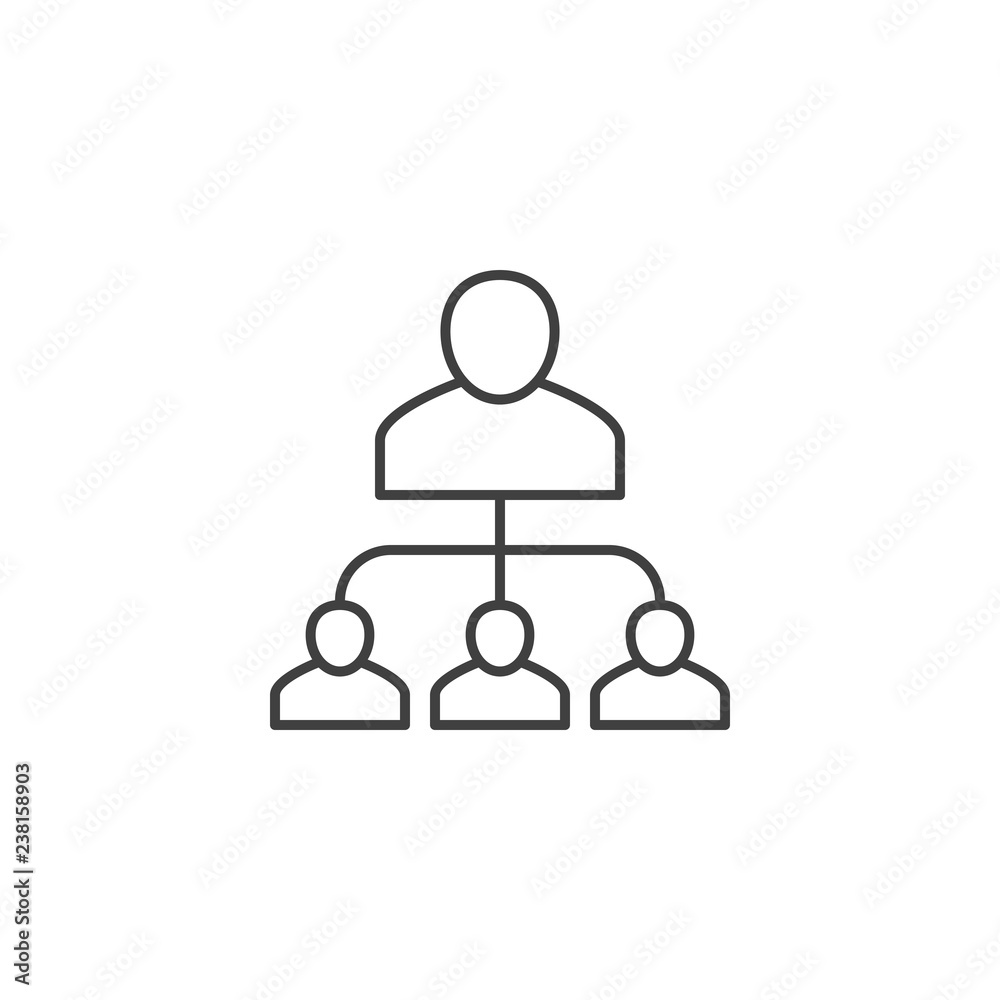 Subordination Related Vector Line Icon. Isolated on White Background. Editable Stroke. Subordination Related Vector Line Icon. Isolated on White Background. Editable Stroke.