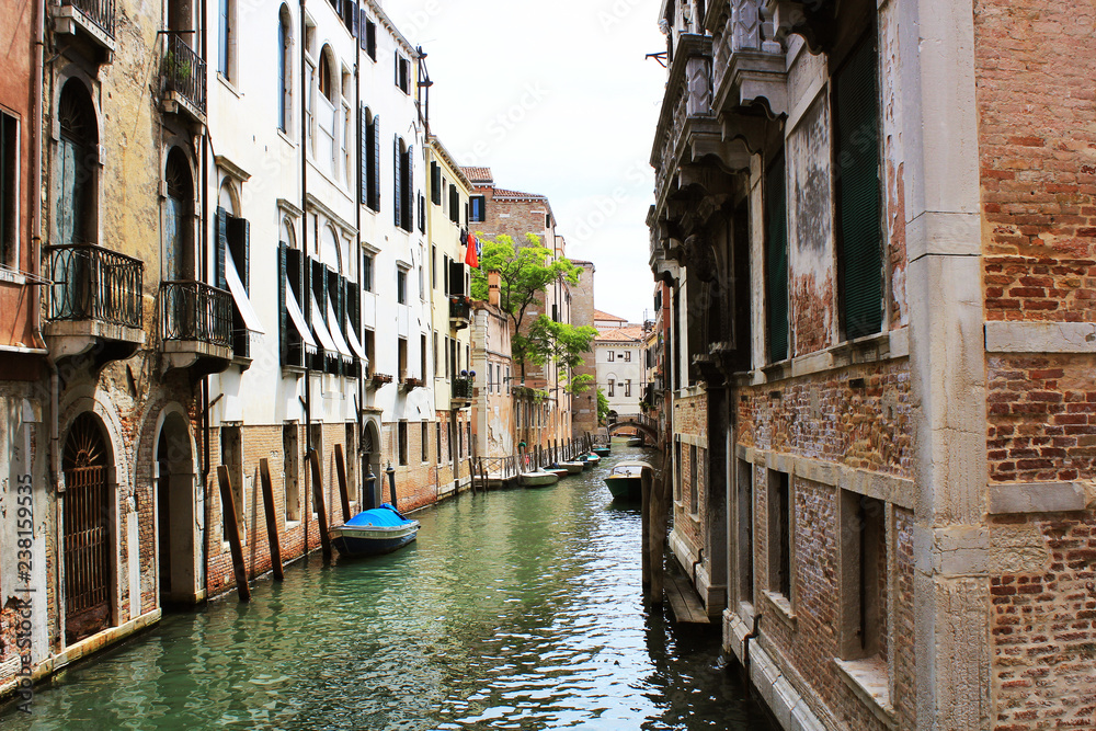 Canal in Venice, Italy. Exquisite buildings along Canals.