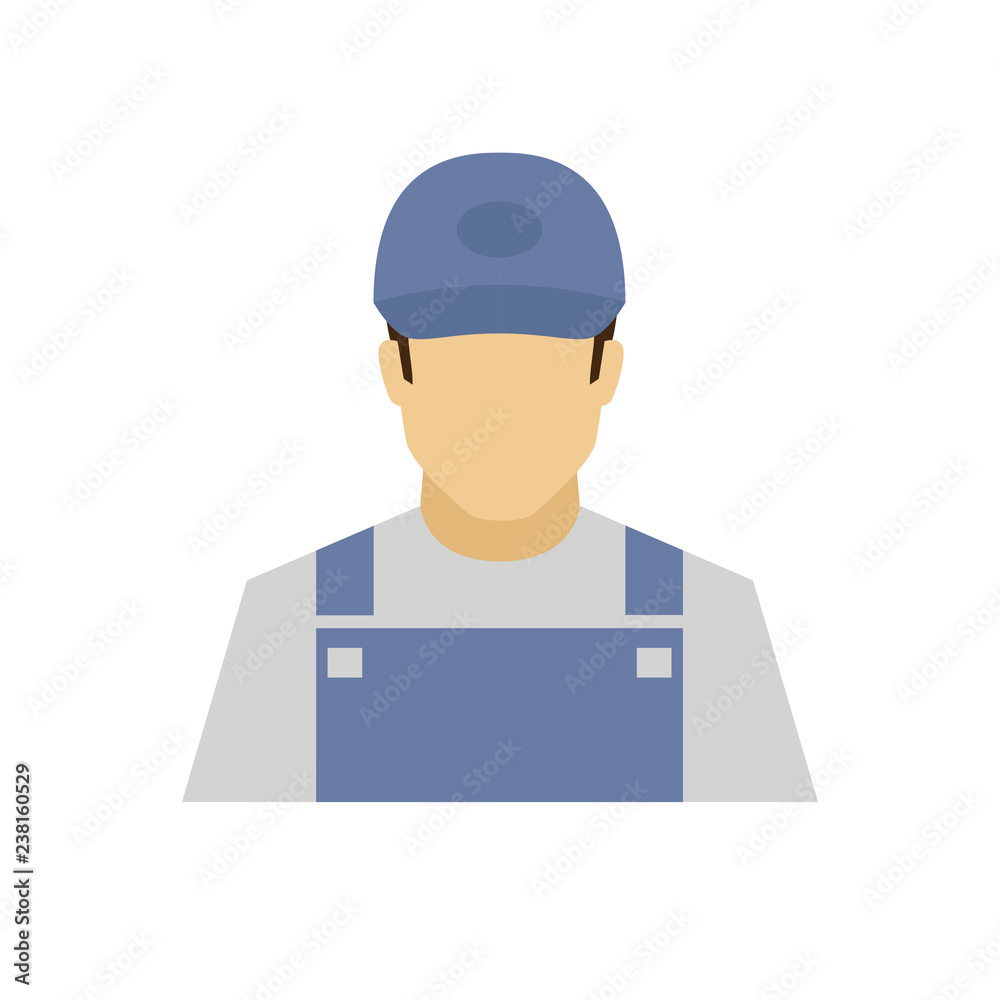 Plumber avatar icon. Profession logo. Male character. A man in professional clothes. People specialists. Flat simple vector illustration.