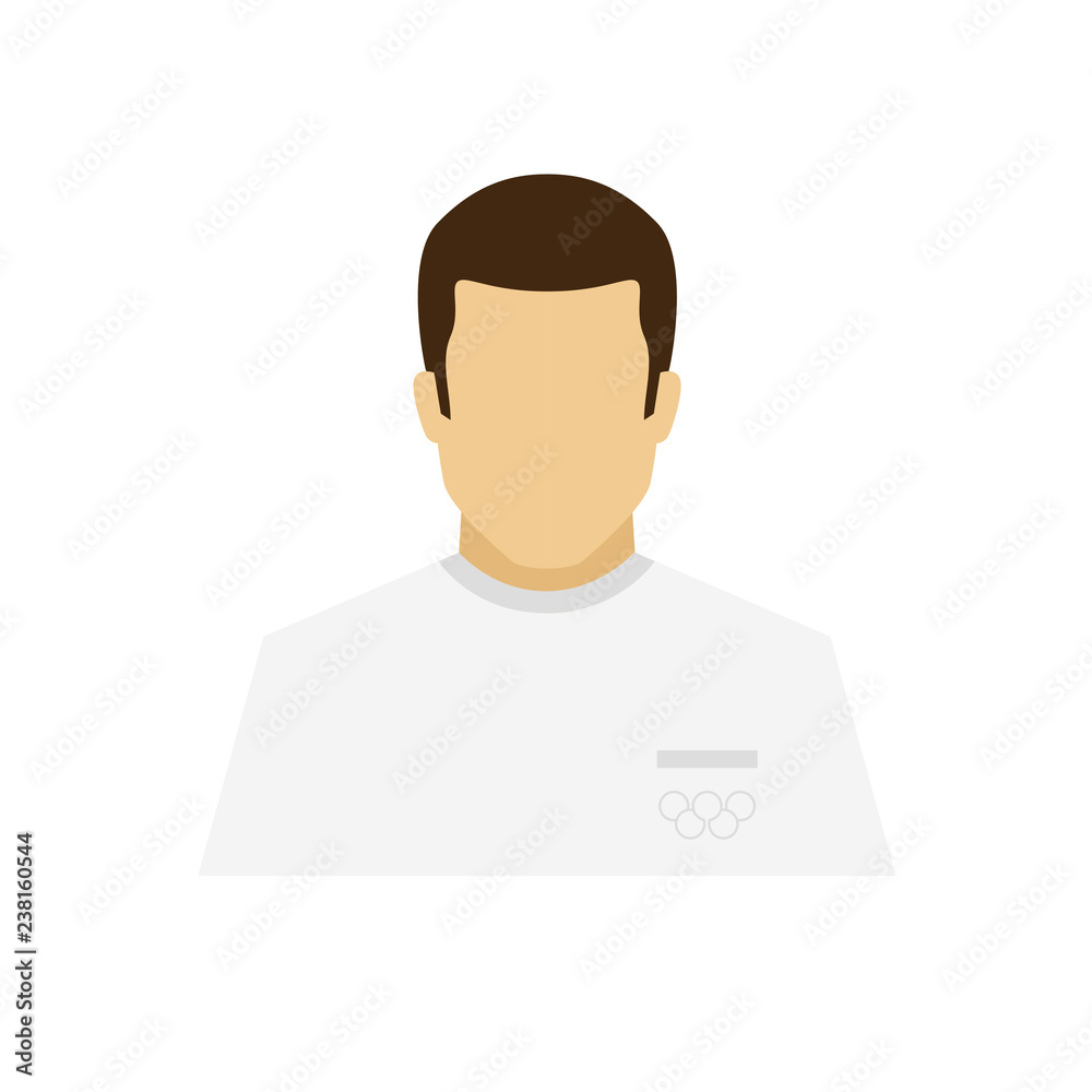 Sportsman avatar icon. Profession logo. Male character. A man in t-shirt. People specialists. Flat simple vector illustration. Sportsman avatar icon. Profession logo. Male character. A man in t-shirt. People specialists. Flat simple vector illustration.