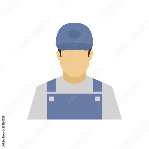 Plumber avatar icon. Profession logo. Male character. A man in professional clothes. People specialists. Flat simple vector illustration.