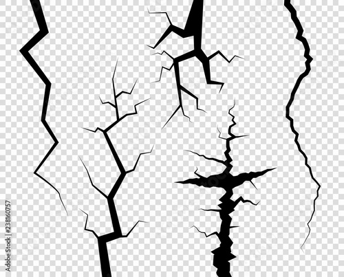 Cracks. The Destruction, The Abyss. Just changing color. Vector decorative element on isolated transparent background.
