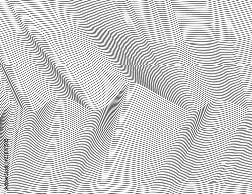 Wavy abstract dark lines. Vector texture stripes Pattern, isolated white background. Able to overlay, easy to change color.