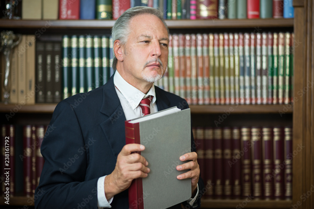 Businessman holding a book in a library