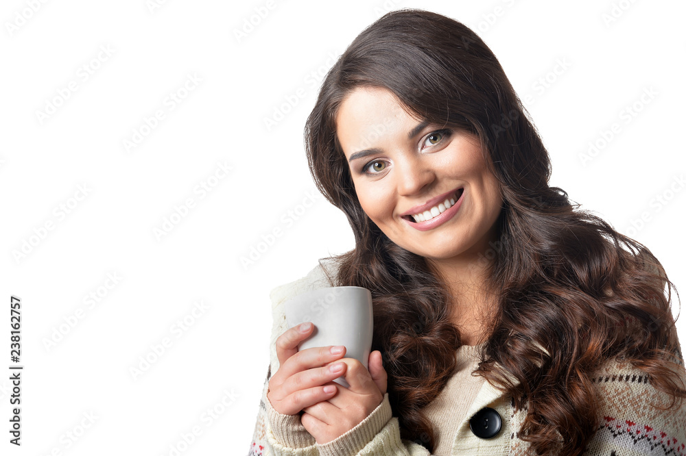 Portrait of beautiful curly woman on white background Portrait of beautiful curly woman on white background