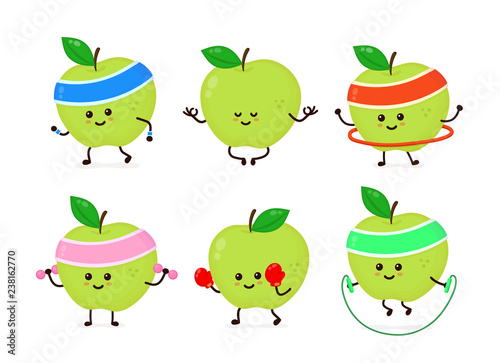 Cute smiling happy strong apple 