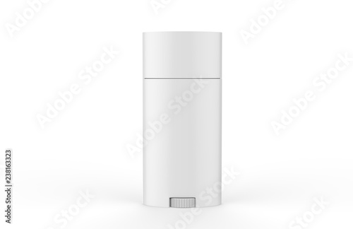 White blank roll on deodorant and lip balm tube, mock up template on isolated white background, 3d illustration