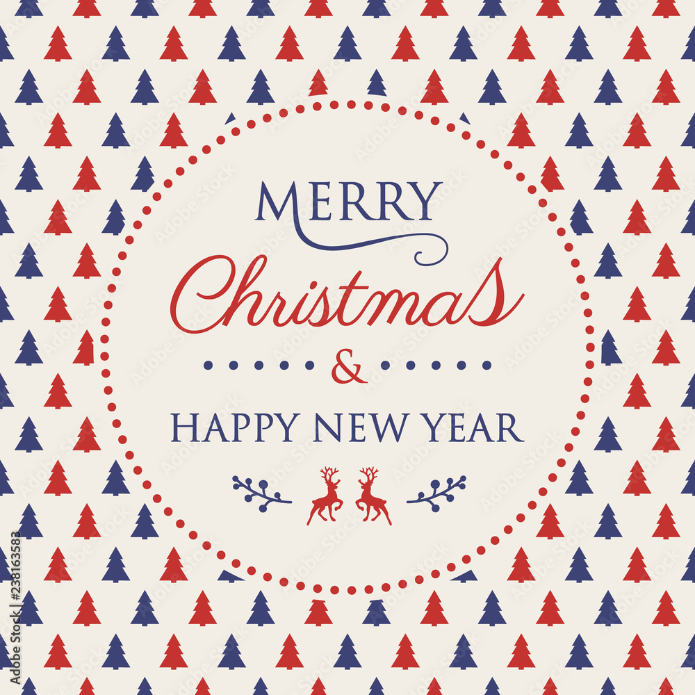 Decorative Christmas banner with decorations in retro style. Vector.