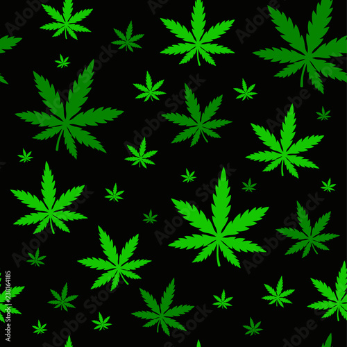 Marijuana,green weed, dope seamless pattern