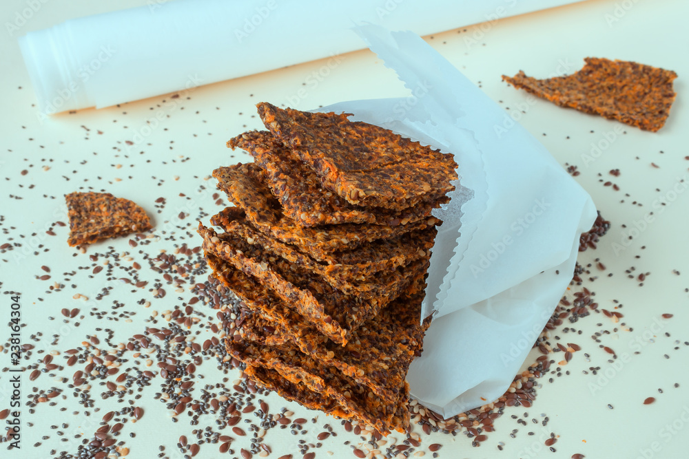 custom made wallpaper toronto digitalHomemade crunchy bread from flax seeds, Chia, sesame and carrots. Concept-healthy food, vegetarianism, raw food. Selective focus.