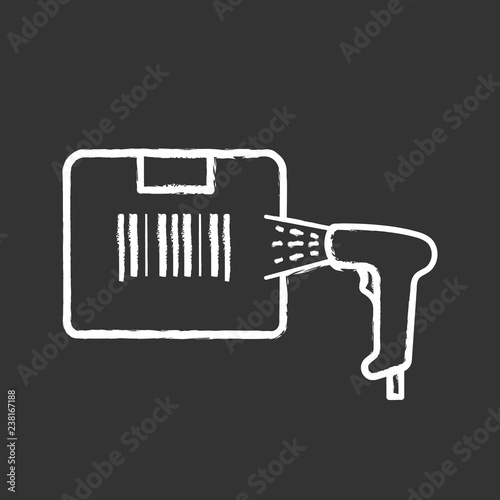 Box label scanning with barcode scanner chalk icon