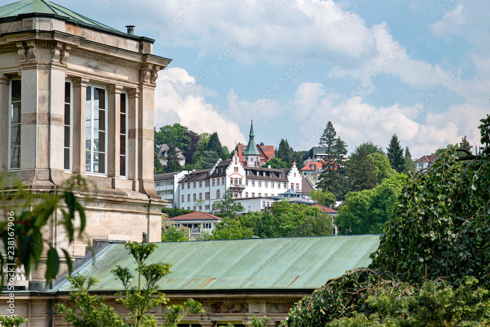 Panoramic view on Baden Baden city and mountains, Baden Wuerttemberg Germany