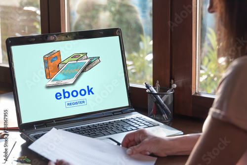 E-book concept on a laptop screen