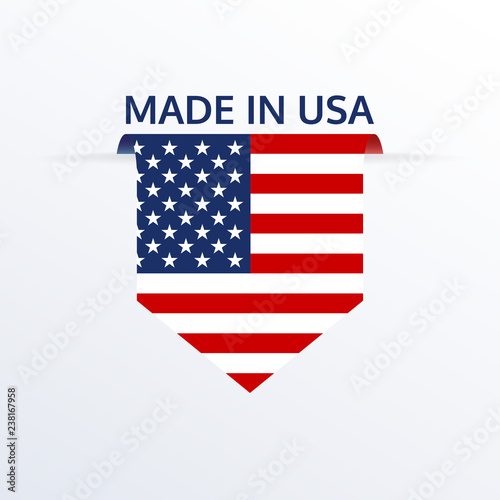 Made in USA icon or logo. American flag ribbon or pennant. Vector illustration.