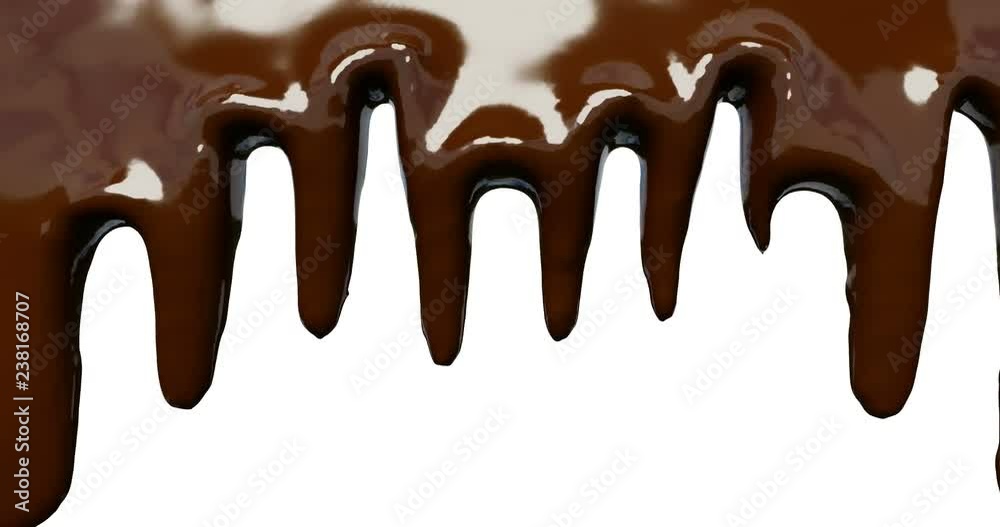 Chocolate streams spread out. Isolated on white.3d animation. Chocolate streams spread out. Isolated on white.3d animation.