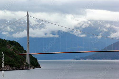 Fototapeta Naklejka Na Ścianę i Meble -  Hardanger bridge, the longest suspension bridge in Norway.