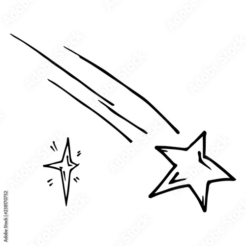 Star icon. Vector illustration of a shooting star. Hand drawn star.