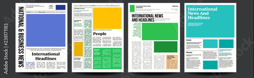 Newspaper Vector. Abstract News Template. Blank Page Spaces For Images. Breaking. Illustration
