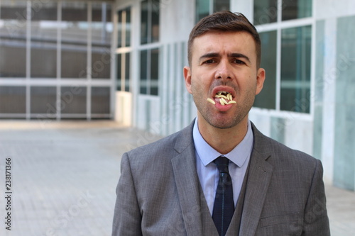 Man with parasites in his mouth  photo