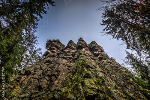 Ctyri palice rock formation in the cloudy autumn day photo