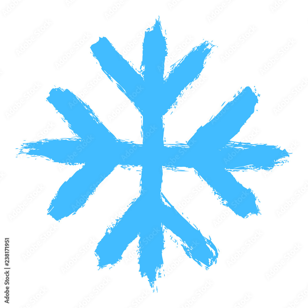 Snowflake 09 from set 05. Drawing of a snow flake painted by hand bold brushstroke Snowflake 09 from set 05. Drawing of a snow flake painted by hand bold brushstroke