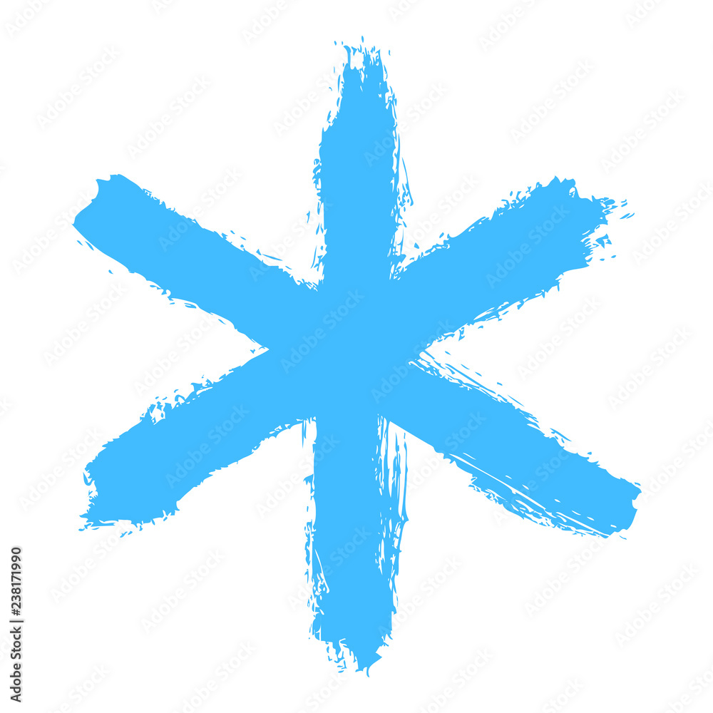 Snowflake 07 from set 02. Drawing of a snow flake painted by brush stroke Snowflake 07 from set 02. Drawing of a snow flake painted by brush stroke