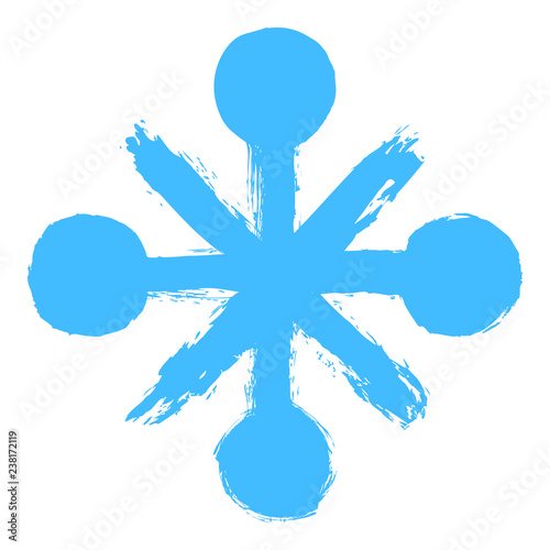 Snowflake 10 from set 06. Drawing of a snow flake hand-drawn bold brushstroke. photo