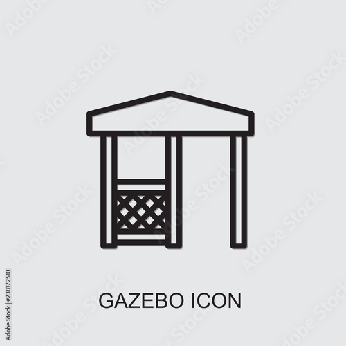 gazebo icon . Editable outline gazebo icon from gardening. Trendy gazebo icon for web and mobile.