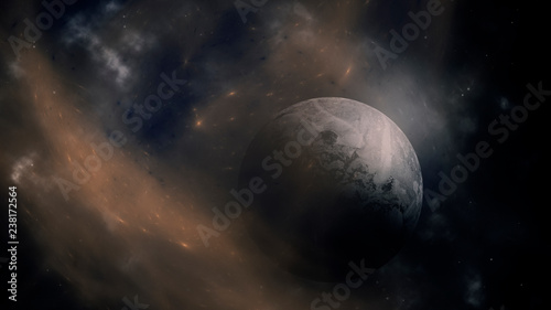 planet in outer space background with stars and galaxies