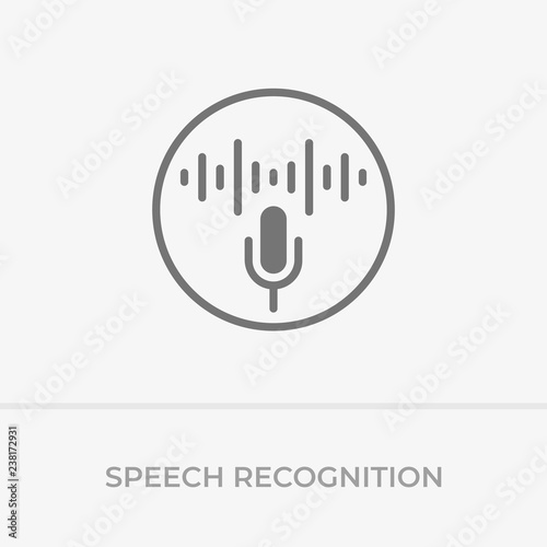 Voice command control. Voice recognition icon. Sound wave with imitation of voice, and microphone.