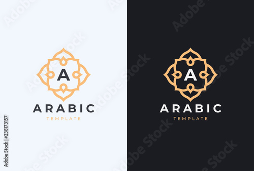 Premium monogram letter A initials logo. Luxury abc arabic logotype.  Universal symbol icon vector design.