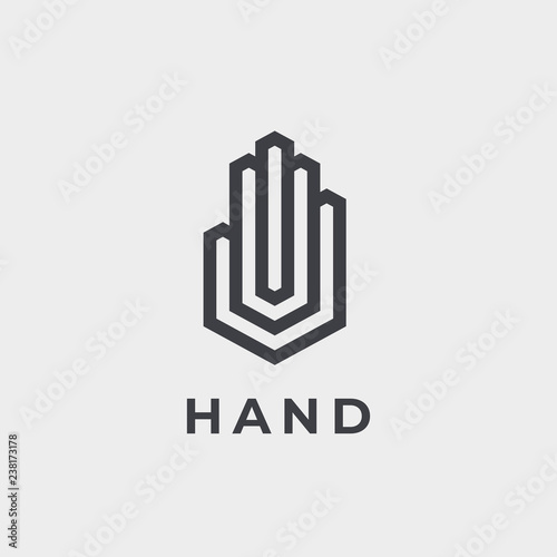 Modern stylized hand line logo