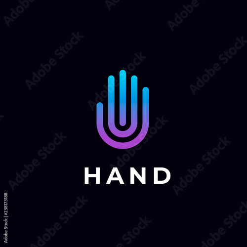 Modern stylized hand line logo
