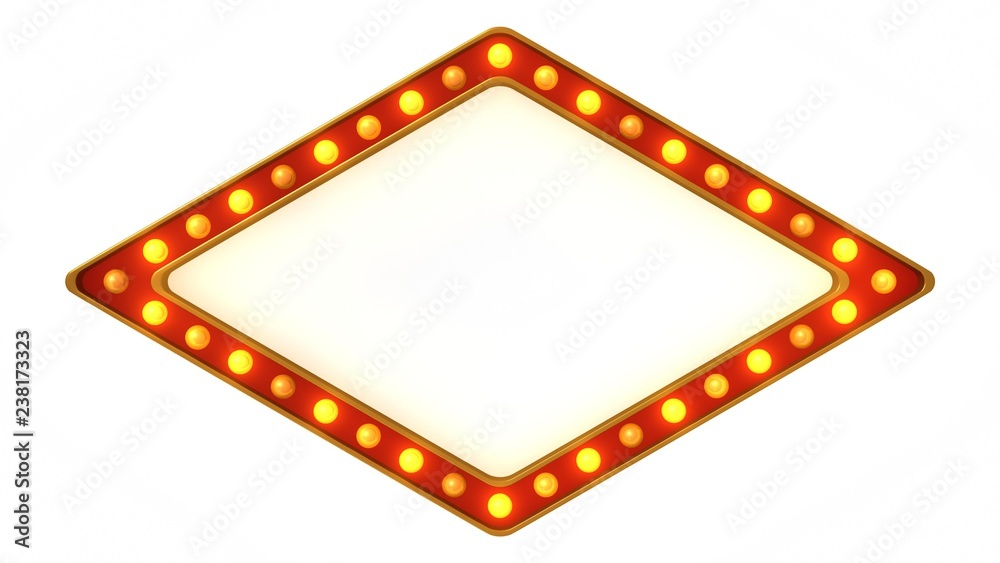 Red marquee gold light board sign retro on white background. 3d rendering Red marquee gold light board sign retro on white background. 3d rendering