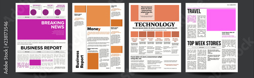 Newspaper Vector. Magazine Mockup Template. News Paper Tabloid Page Article. Breaking. Illustration