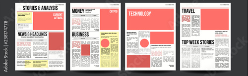 Newspaper Vector. Paper Tabloid Design. Daily Headline World Business Economy News And Technology. Illustration