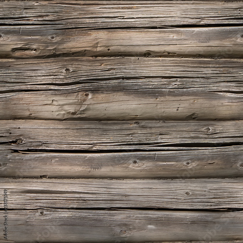 seamless texture of wooden wall of a century-old log house