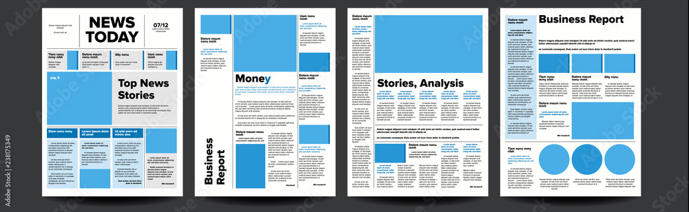 Wunschmotiv: Newspaper Vector. With Headline, Images, News Page Articles. Newsprint, Reportage Infor