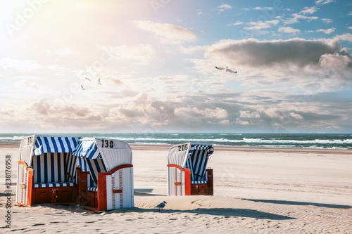 Strandkorb am Strand der Ostsee photo