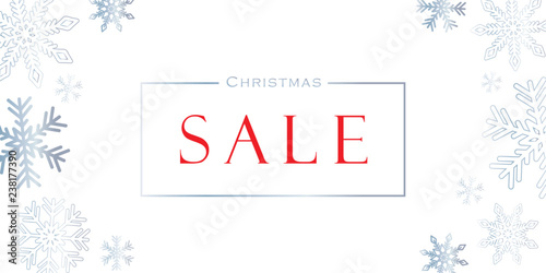 winter holidays christmas sale banner with snowflakes and white background vector illustration EPS10