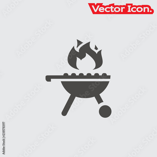 Grill icon isolated sign symbol and flat style for app, web and digital design. Vector illustration.